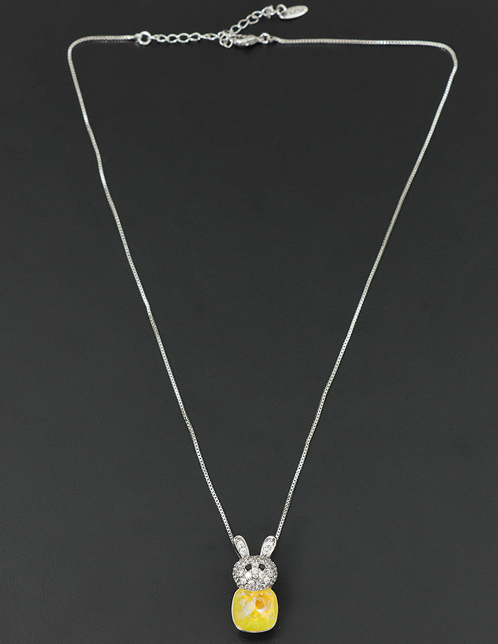 Swarovski Crystal Yellow Teddy Bear Chain Pendant