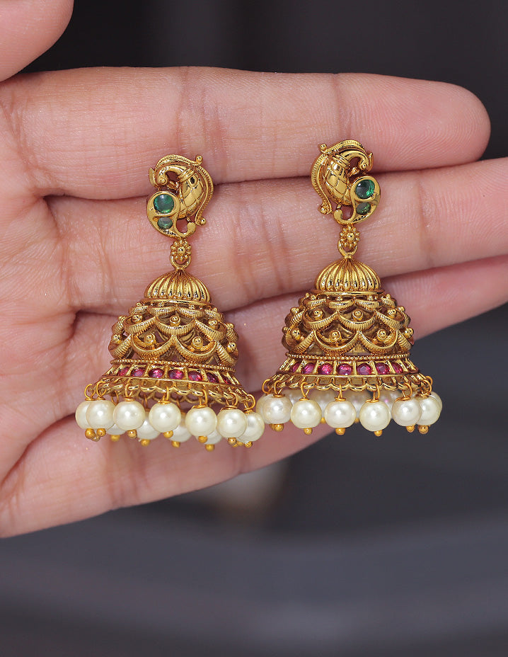 Designer Matt Kempu Beautiful peacock Design Jhumka Earrings