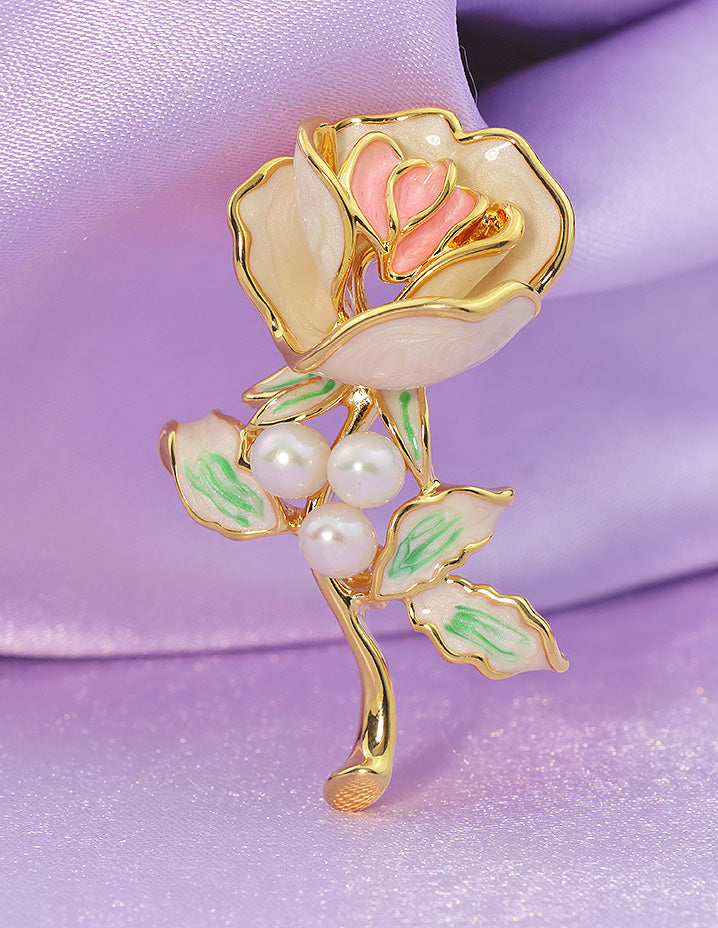 Designer Ceramic Rose Saree Pin