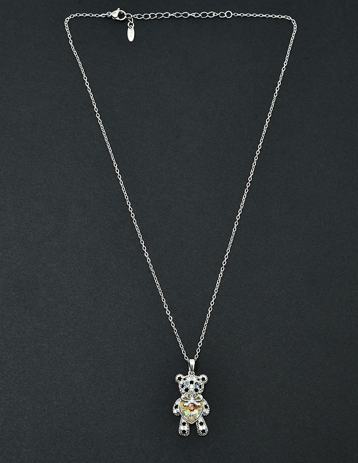 Swarovski Crystal White Teddy Bear Chain Pendant