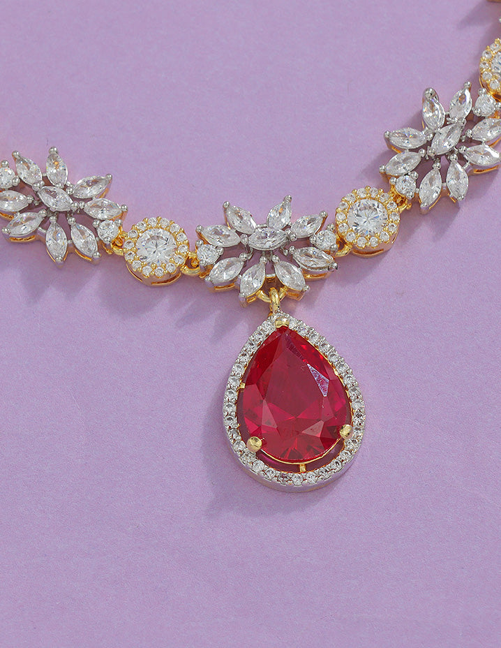 Designer Zirconia Floral Elegance Necklace Set