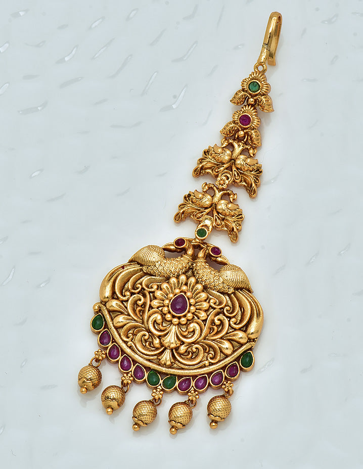 Antique Kempu Maang Tikka