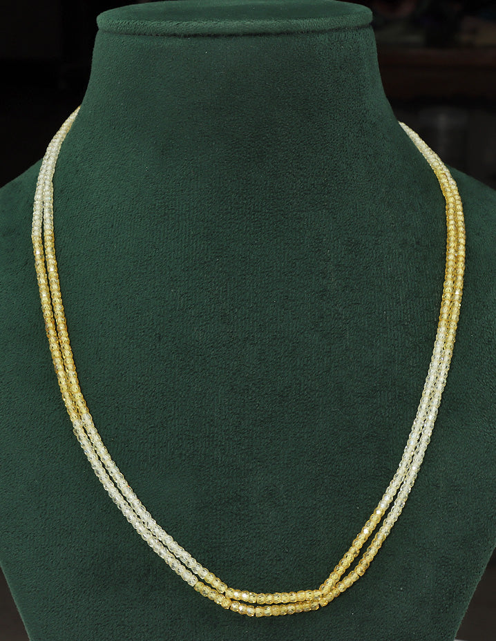 Designer 2-Lines Yellow Cz Beads Mala