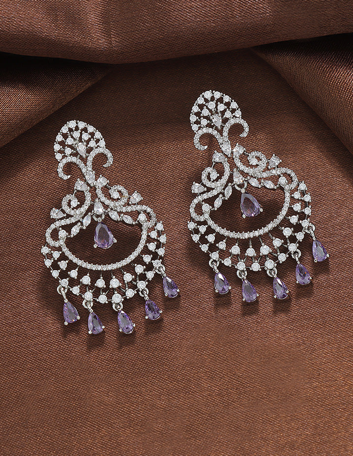 Designer Zirconia Amethyst Royale Chandbali Earrings