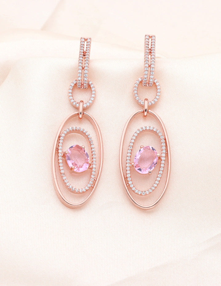 Barbie Pink Zirconia Concentric Dangler Earrings