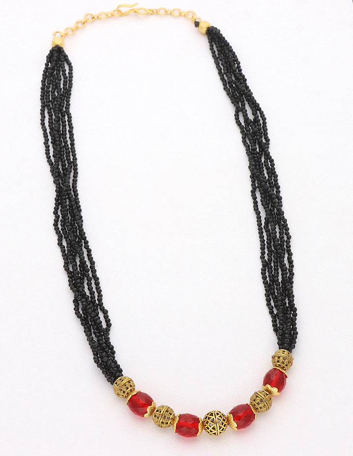 Designer Zirconia Ruby Black Crystal Beads Mala