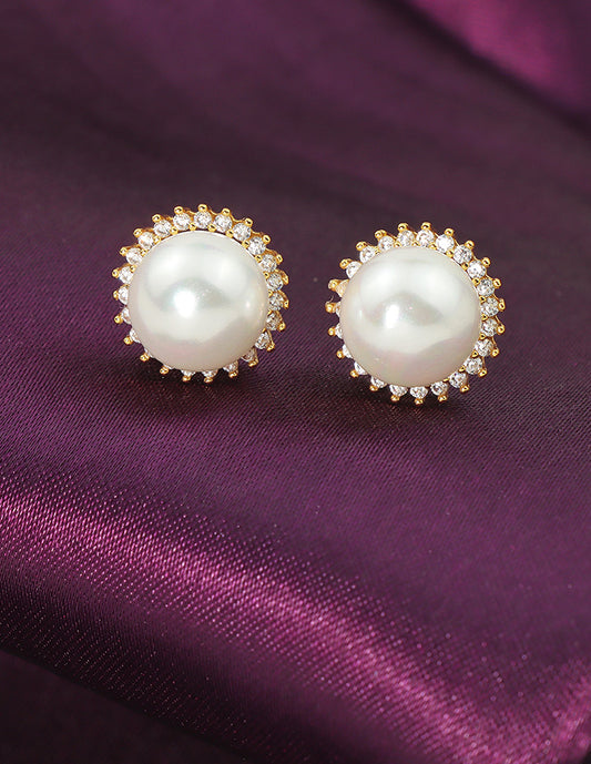Designer Classic Pearl Elegance Stud Earrings