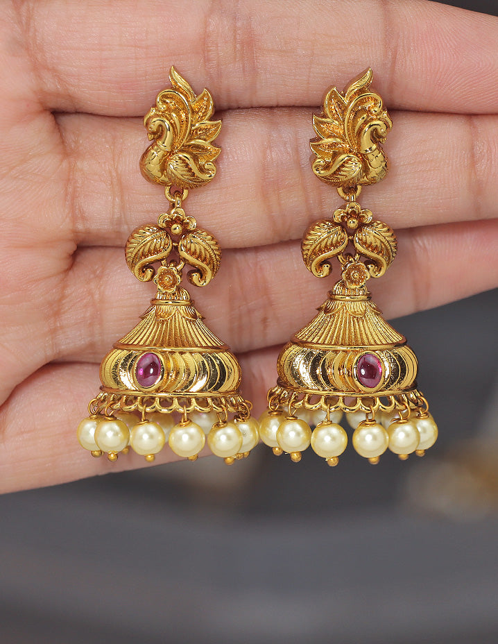 Designer Matt Kempu Beautiful peacock Design Jhumka Earrings