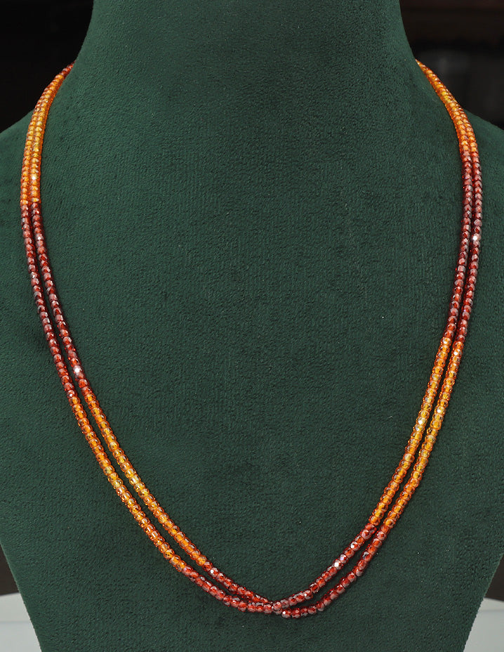 Designer 2-Lines Orange Cz Beads Mala