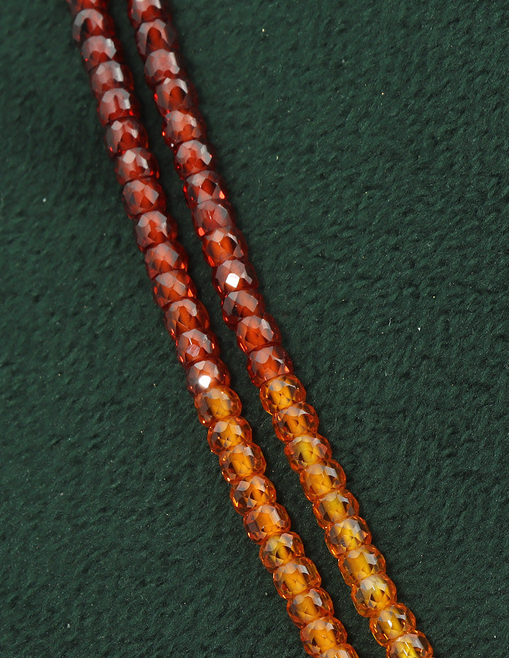 Designer 2-Lines Orange Cz Beads Mala