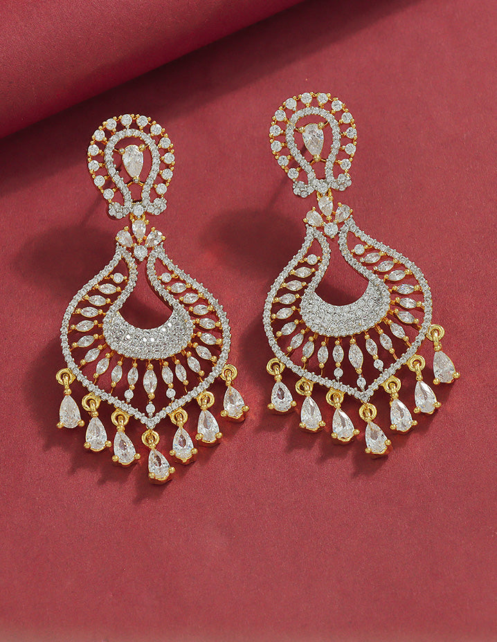 Designer Zirconia Celestial Grace Teardrop Drop Earrings