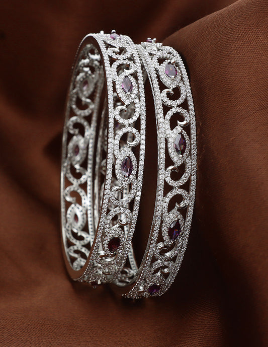 Designer Zirconia Amethyst Bangles