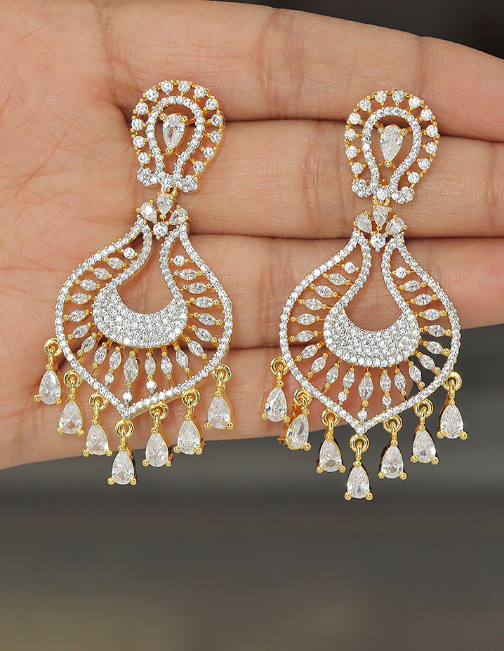 Designer Zirconia Celestial Grace Teardrop Drop Earrings