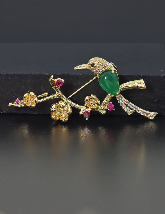 Designer Gold Polish Zirconia Brooch