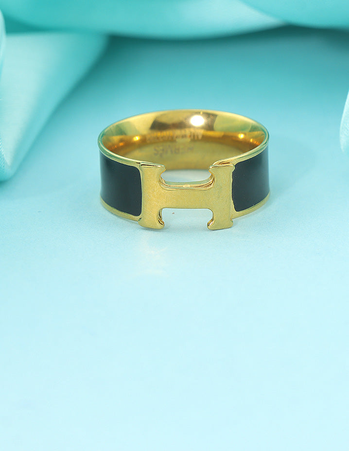 Designer Bold H Enamel  Finger Ring
