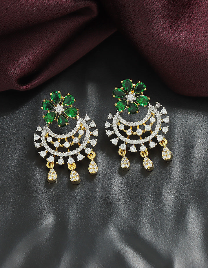 Designer Zirconia Sparkling Starfall Chandbali Earrings