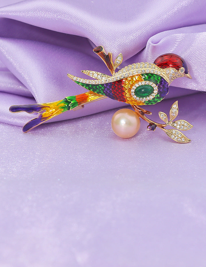 Designer Ceramic Colorful Parrot Saree Pin