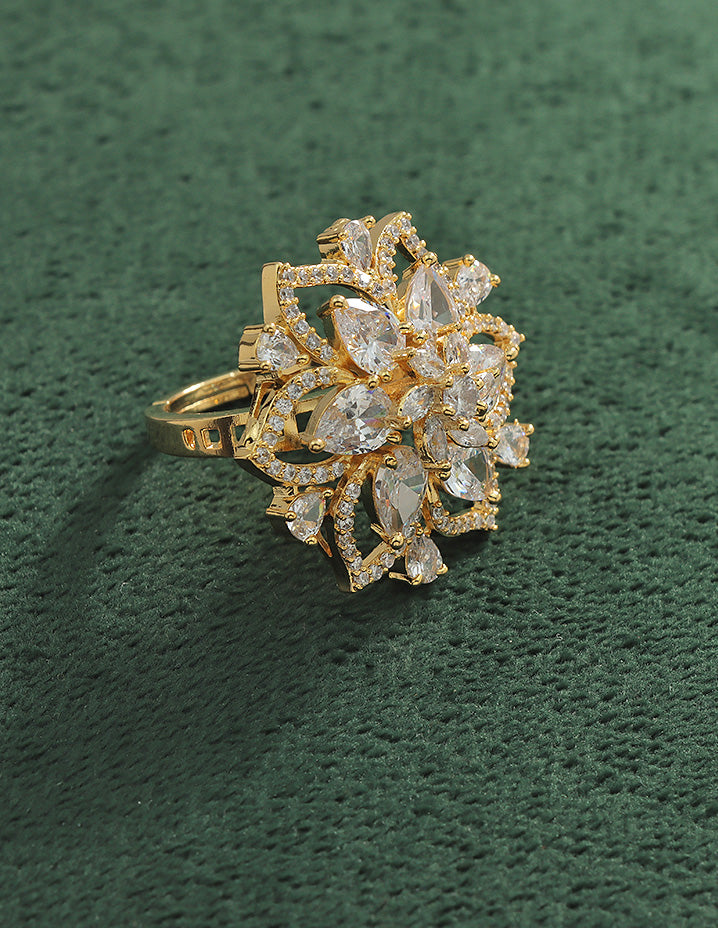 Designer Zirconia Floral Finger Ring