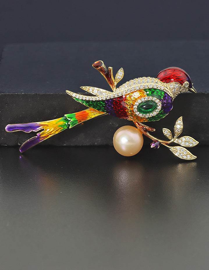 Designer Ceramic Colorful Parrot Saree Pin