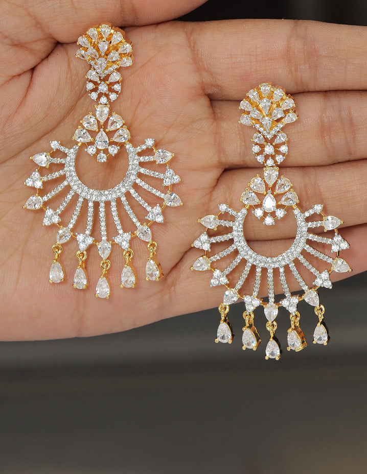 Designer Zirconia Halo Chandbali Earrings