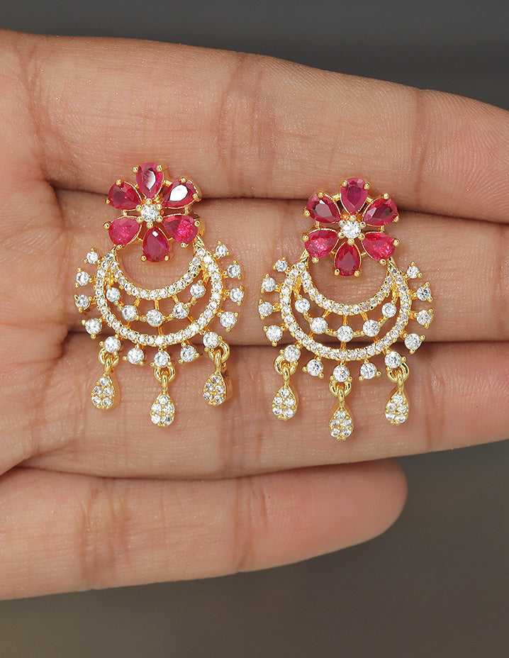 Designer Zirconia Sparkling Starfall Chandbali Earrings