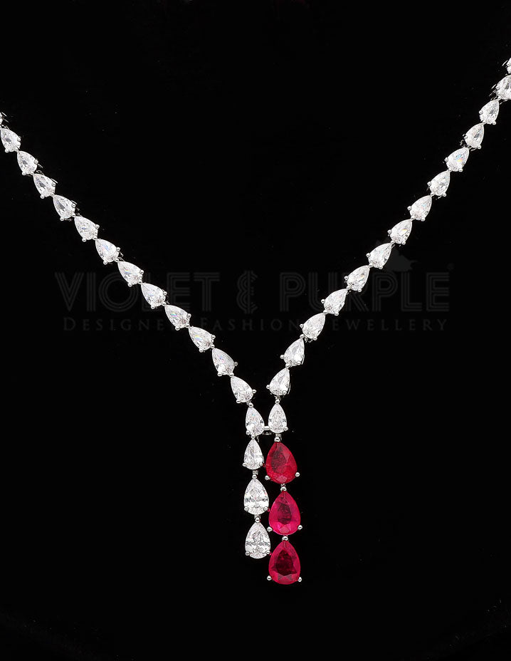 Stylish Rani Pink Color Fancy Necklace Set