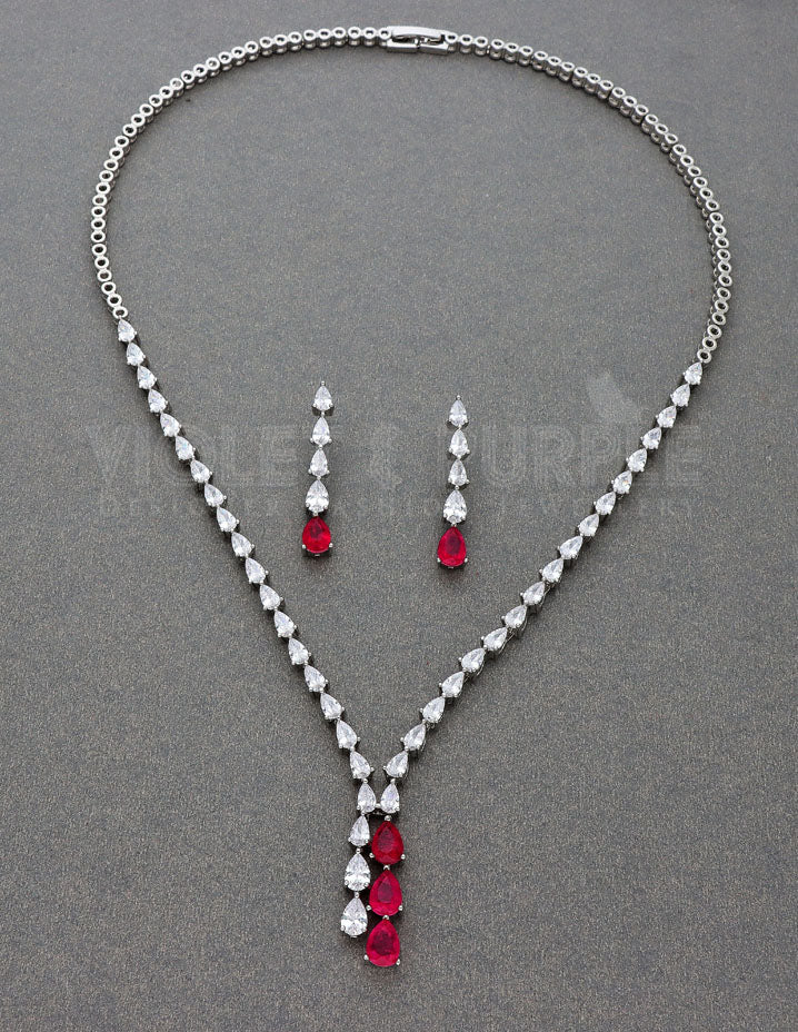 Stylish Rani Pink Color Fancy Necklace Set