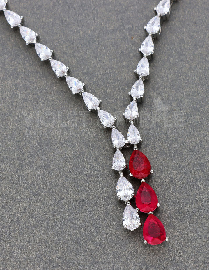 Stylish Rani Pink Color Fancy Necklace Set