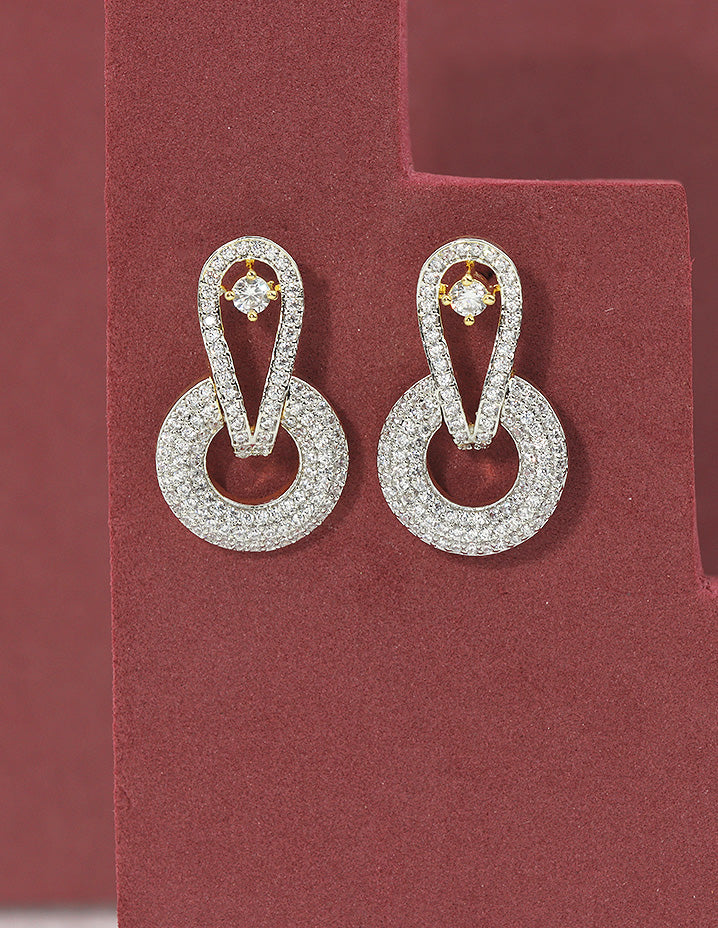 Designer Zirconia GJ Polish Diamond Dewdrop Earrings