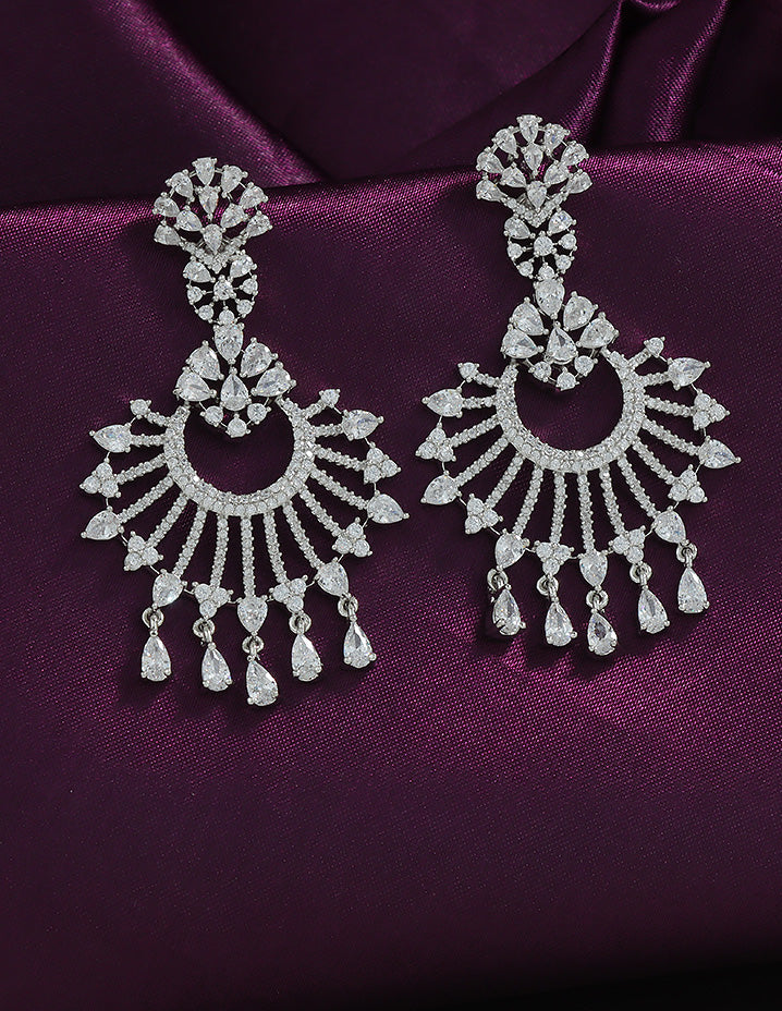 Designer Zirconia Radiant Halo Chandbali Earrings