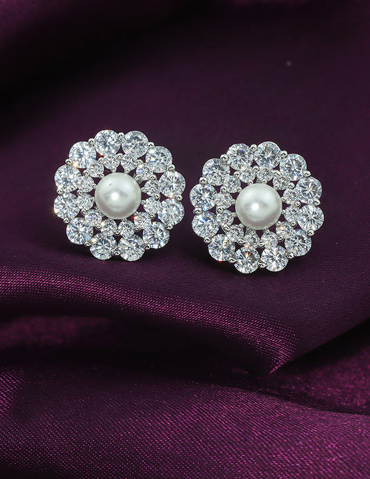 Designer Zirconia Floral Stud Earrings