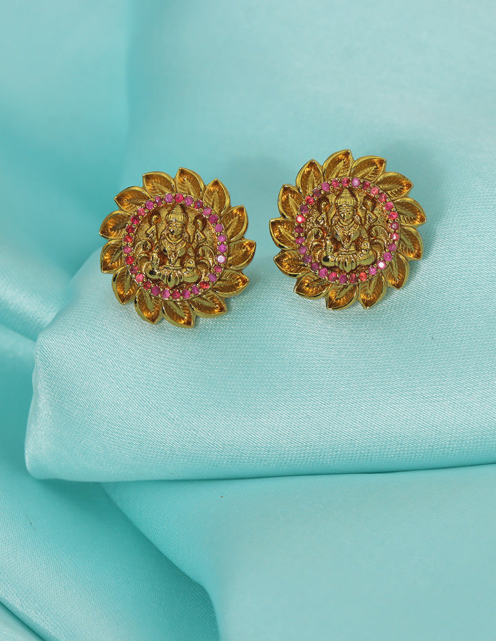 Designer Lakshmi Devi Matt Polish Stud Earrings