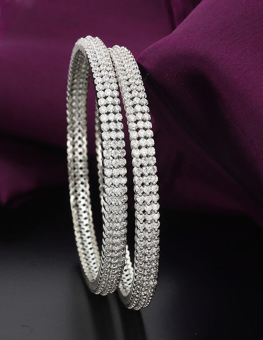 Designer Zirconia Rhodhium Plated Bangles