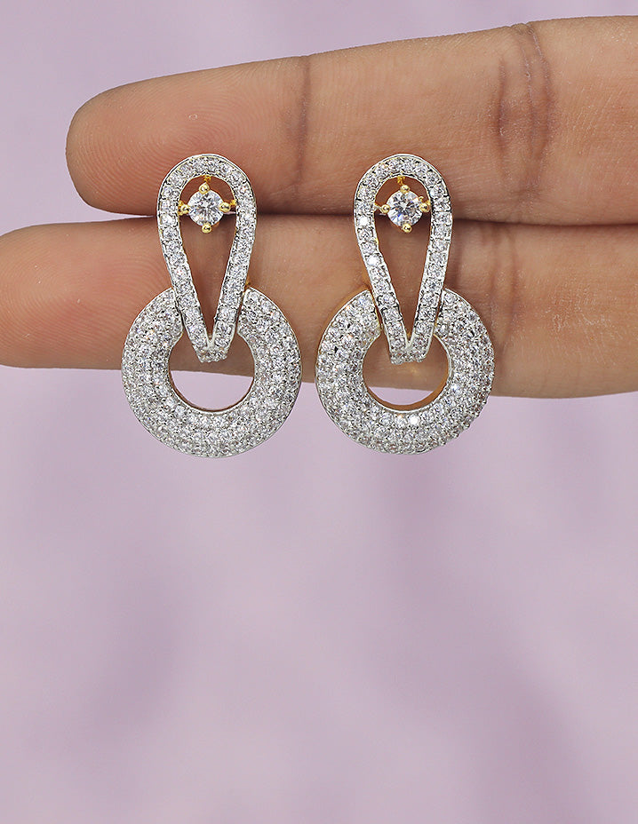 Designer Zirconia GJ Polish Diamond Dewdrop Earrings