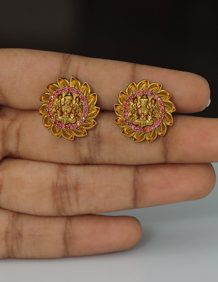Designer Lakshmi Devi Matt Polish Stud Earrings