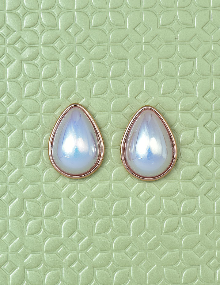 Zircon Mother Of Pearl Stud Earrings