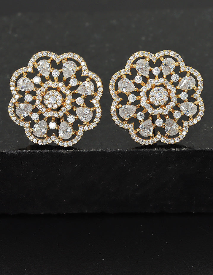 Designer Zirconia Floral Stud Earrings