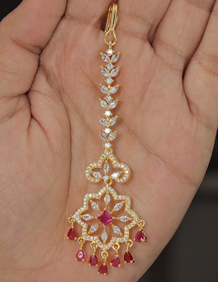 Designer Zirconia Star Shaped Maang Tikka