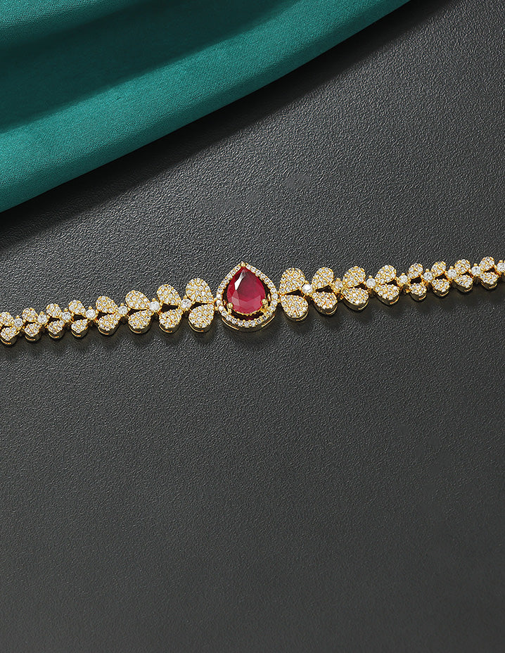 Designer Gold Polish Zirconia Chain Vaddanam