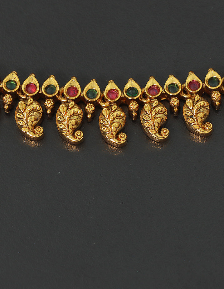 Designer Peacock Leaf Traditional Matt Anklets