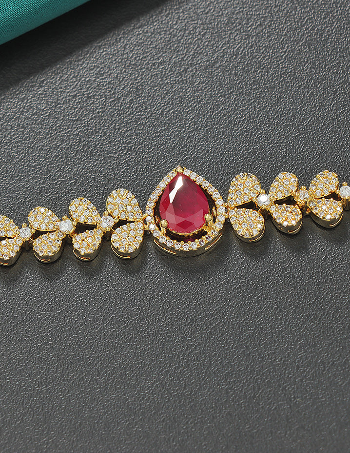 Designer Gold Polish Zirconia Chain Vaddanam