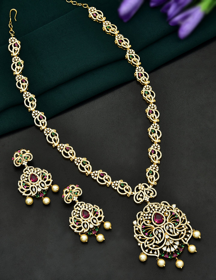 Designer Gold Zirconia Designer Long Haaram