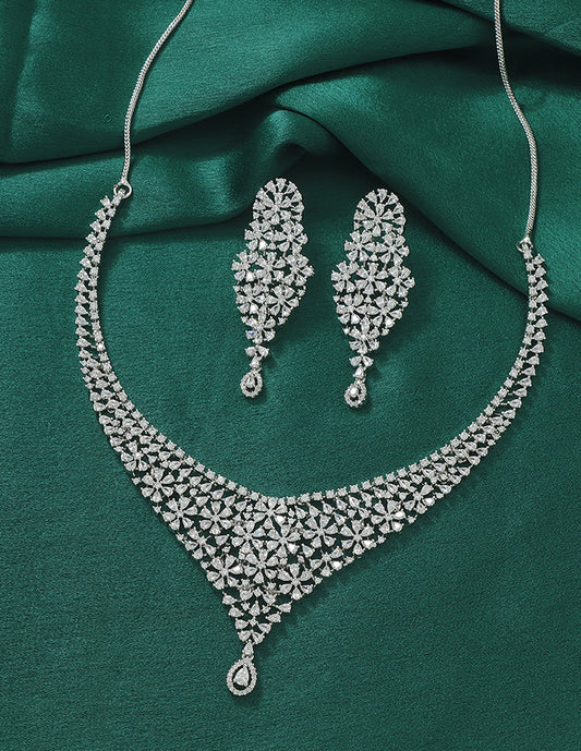 Designer Zirconia Crystal Elegance Necklace Set