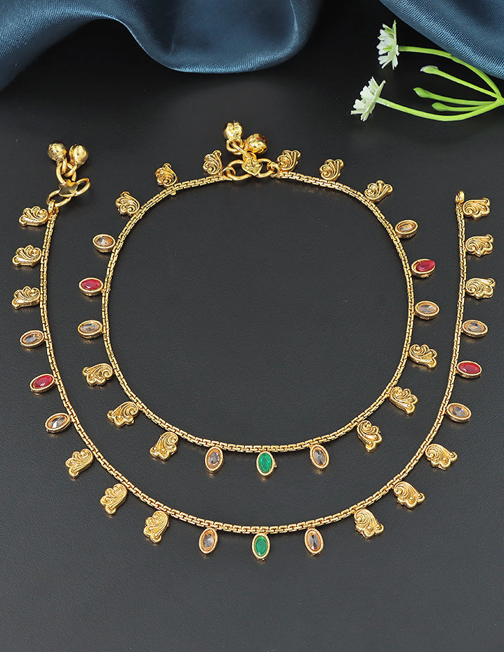 Designer Royal Charm Kempu Anklets