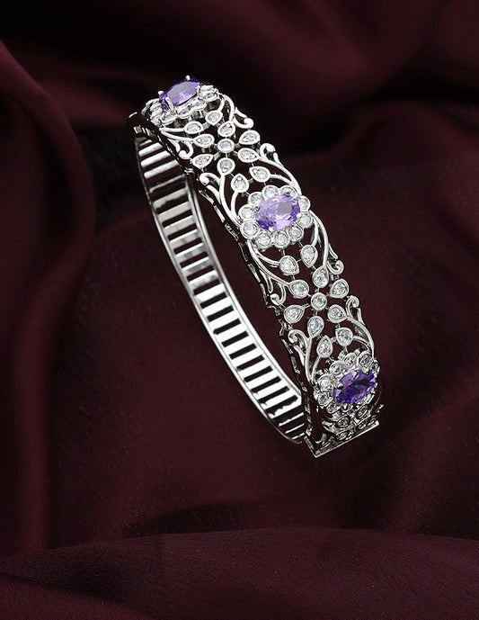 Designer Zirconia Rhodihum Polish Kada Bracelet