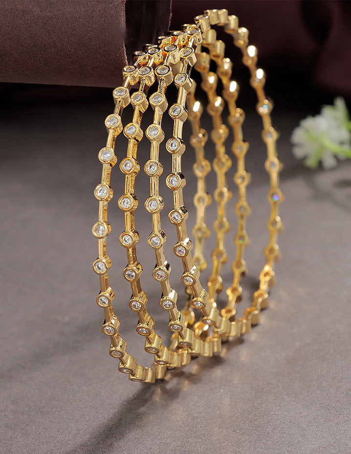 Designer Zirconia Golden Sparkle Stack Bangles