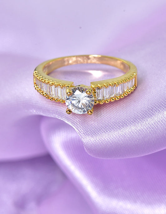 Designer Zirconia Solitaire Finger Ring