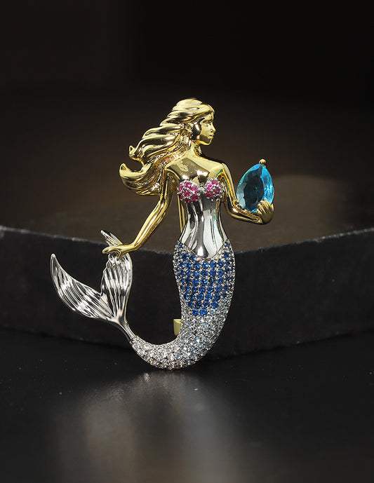 Designer GJ Polish Zirconia Brooch