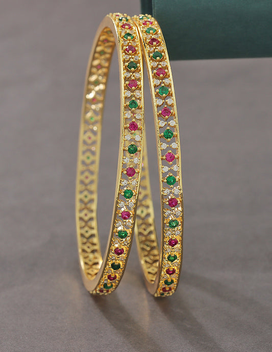 Designer Zirconia Gold Plated Bangles