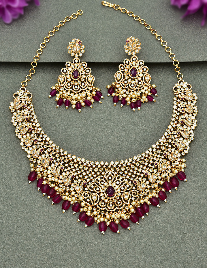 Zircon Carat Polish Grand Wedding Necklace Set